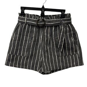 NWT Sans Souci Striped Linen Blend‎ Paperbag Shorts Medium